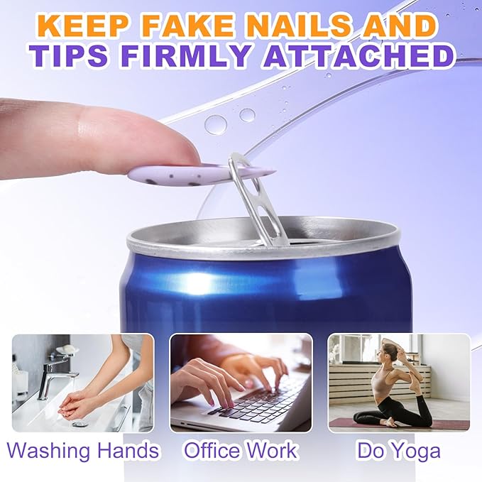 NXJ INFILILA Super Strong Nail Glue, Precision Brush for Press ons & Acrylic & Fake Nails Tips, Long-Lasting, Quick Dry, Mess-Free Application for DIY Home, Salon Travel Manicure 7ML/0.23OZ(3PCS)