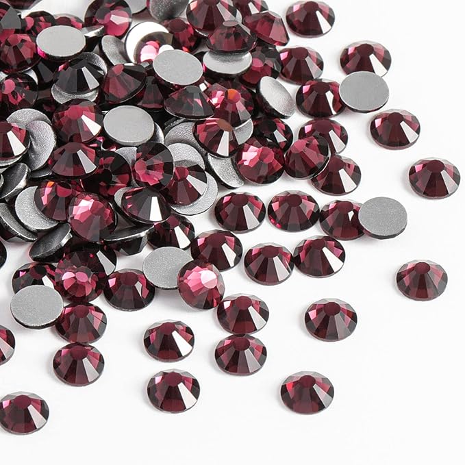 Beadsland 2880pcs Flat Back Crystal Rhinestones Round Gems for Nail Art and Craft Glue Fix, Amethyst,SS10,2.7-2.9mm