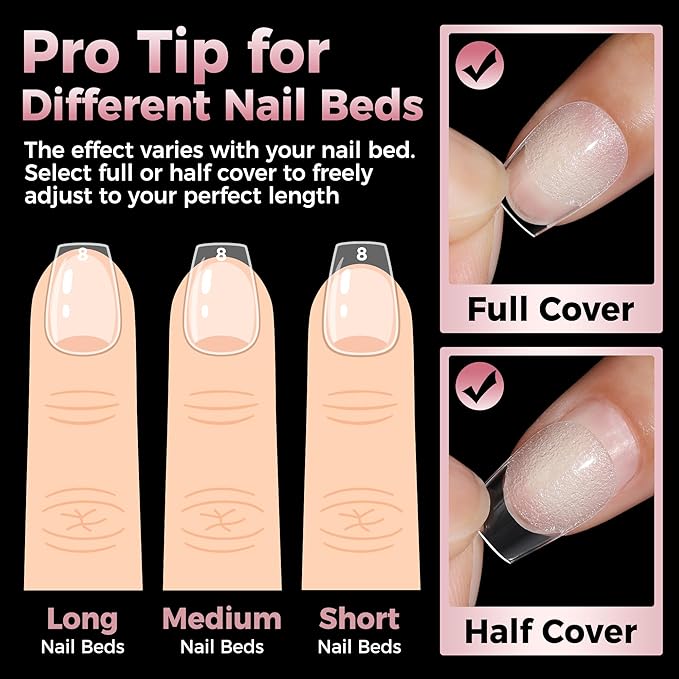 Luckyfariy Extra Short Coffin Nail Tips, 240Pcs Pre-shaped Half Matted Full Cover Ballerina Fake Nails Press on Extension, Soft Gel Clear Tips Home DIY Mani 12 Sizes