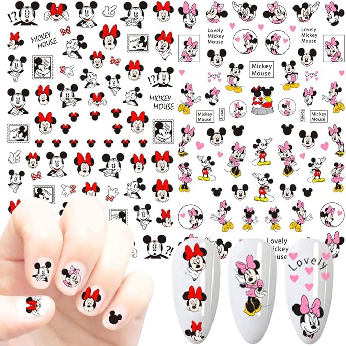 Cartoon Nail Art Stickers Cute Cartoon Nail Decals 3D Self-Adhesive Nail Art Supplies Designer Nail Stickers for Women Acrylic Nails Decoration Accessories 7 Sheets