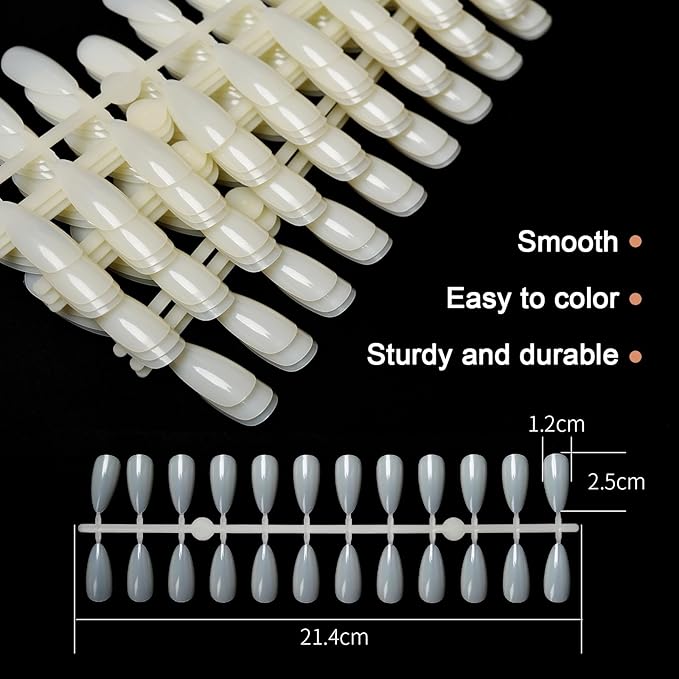 20PCS Nail Display Chart Nail Color Card Nail Tips Display Board Nail Polish Swatch Practice and Nail Polish Color Display Total 480 Almond Tips