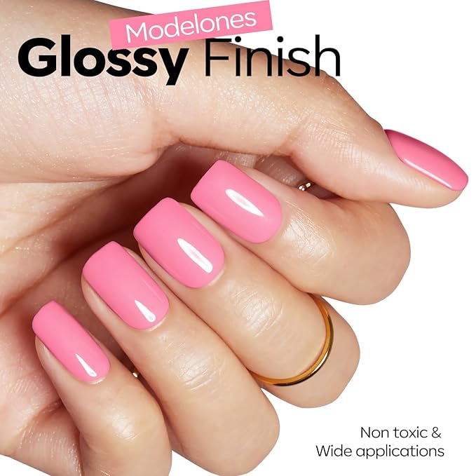 modelones Pink Gel Nail Polish Hot Pink Bubblegum Peach Valentine Gel Nail Polish Summer Vibrant Fluorescent Polish Soak Off LED Nail Art DIY Nail Manicure 15ML