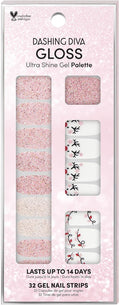 Dashing Diva Gloss Holiday Nail Strips - Light Show | UV Free, Chip Resistant, Long Lasting Gel Nail Stickers | Contains 32 Wraps, 1 Prep Pad, 1 File