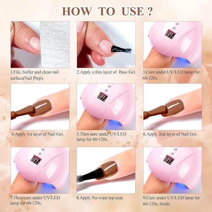 MTSSII Gel Nail Polish Set 12 Colors Nude Brown Skin Tones Neutral Gel Polish Dark Tan Taupe Khaki Gold Silver Nail Polish Fall Winter Soak Off French Nail Art Manicure DIY Home Salon Gift