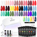 ROSALIND Poly Nail Gel Kit -24 Colors with Accessories Neon Poly Nails Gel Starter Kit with Slip Solution Mini UV Lamp Base Top Coat, Christmas All Seasons Classic Colors Poly Extension Gels Nails Kit