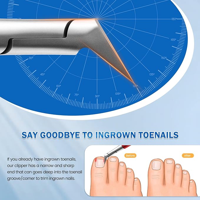 BEZOX Toenail Clippers for Ingrown Toenail Prevention, Straight Blade Podiatrist Nail Clipper for Thick Nails, Ergonomic Finger Nails Scissor for Adults, Seniors, Men and Women - Red