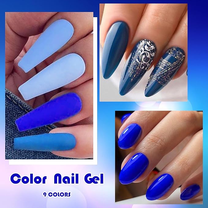MEET ACROSS 9 Colors Gel Nail Polish + 3PCS Function Gel Nail Polish Kit,Fashion Nail Art Set Design Gifts for Women Manicure Salon (SET8, 12pcs)