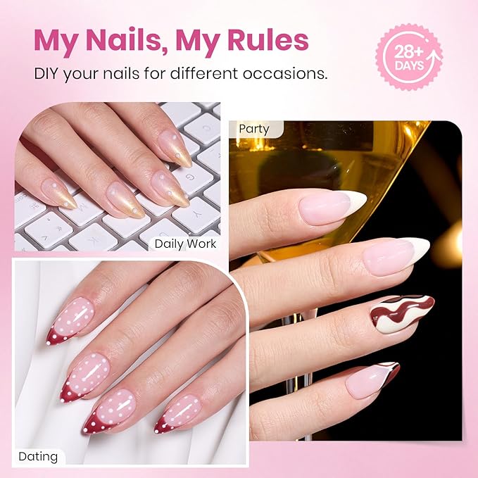 Beetles Gel Nail Tips Flat-X - Almond Medium, 160pcs 16 Sizes, Pre-Etched Half Matte Full Cover Soft Acrylic False Nail Tips Clear Press on Easy DIY Extension Salon for Flat & Natural Nail Beds
