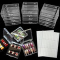 12PCS Press On Nail Packaging Box Clear Press on Nail Storage Box Display Case with 60 Pcs Adhesive Tape for False Fake Nails Organizer Home Nail Salon Use Nail Art Nail Business Supplies