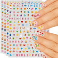 Mini Nail Art Stickers - 800 Pcs Birthday Party Favors, Cute 3D Self-Adhesive Flowers, Animals, Fruits Designs - DIY Home Nail Art Decals for Women Easter Basket (6 Sheets)