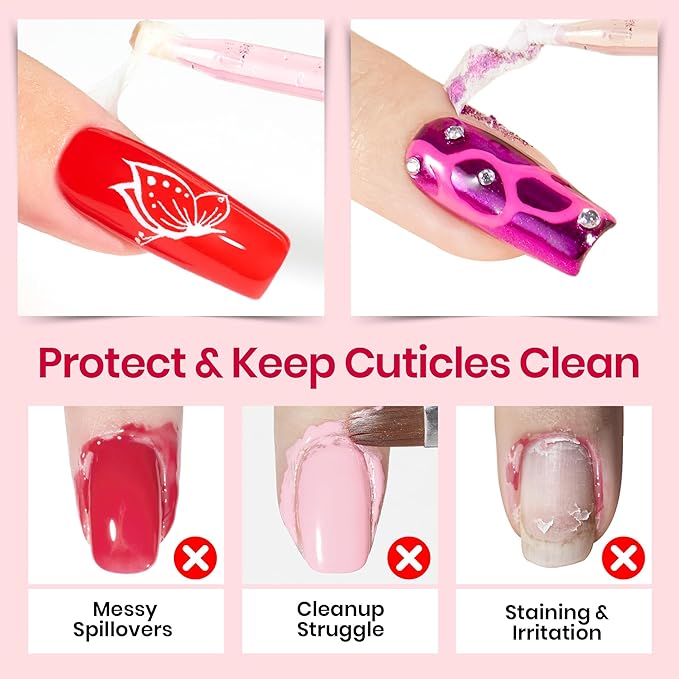 Beetles Liquid Latex for Nail 15ml - Peel off Nail Polish Cuticle Guard with Plastic Nail Care Stick Nails Design Air-Dry Liquid Latex Barrier for Protector Fingers