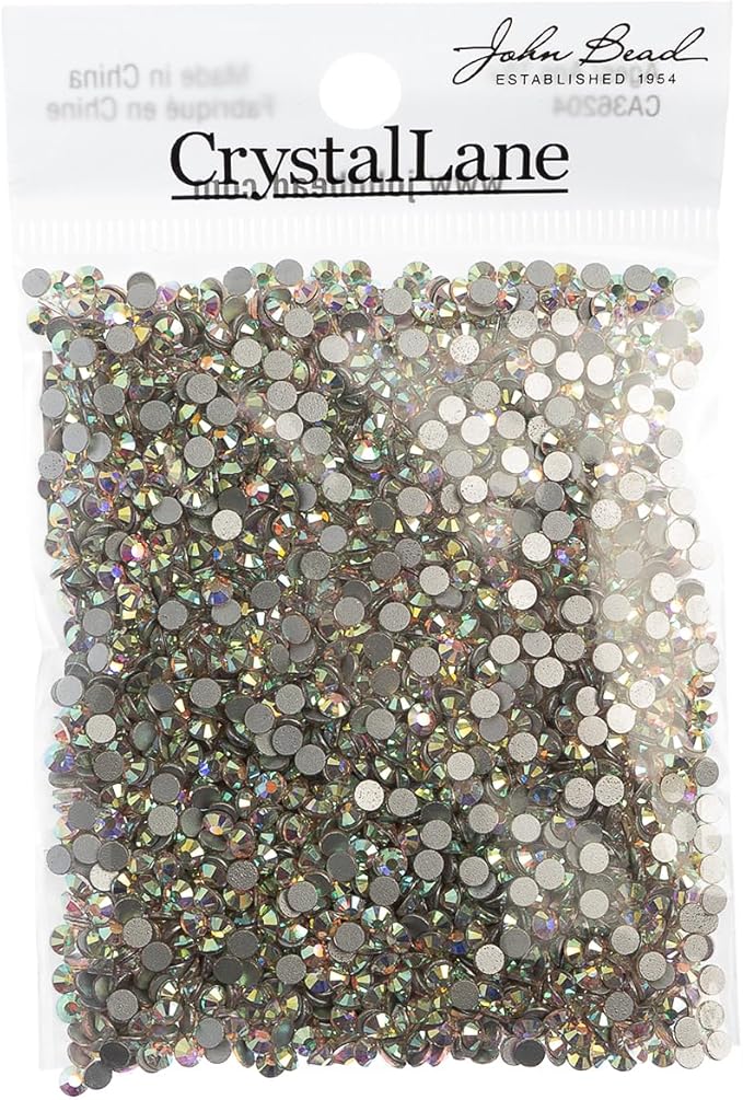 2880pcs Crystal Lane ss12 (3mm) Crystal Clear AB Rhinestones Flat Backs, Round Glass Gemstone Embellishments