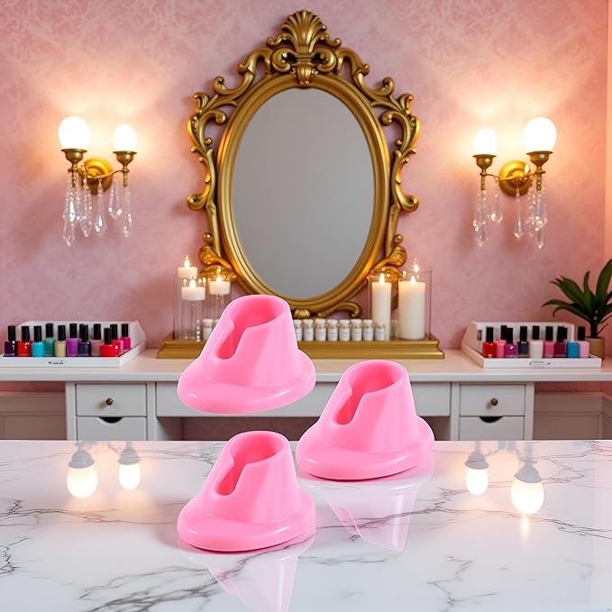 3Pcs Pink Soft Rubber Nail Polish Bottle Holder Stand Anti-Spill Nail Art Organizer Display Manicure Tools for Nail Art Salon Cosmetic Display Cases