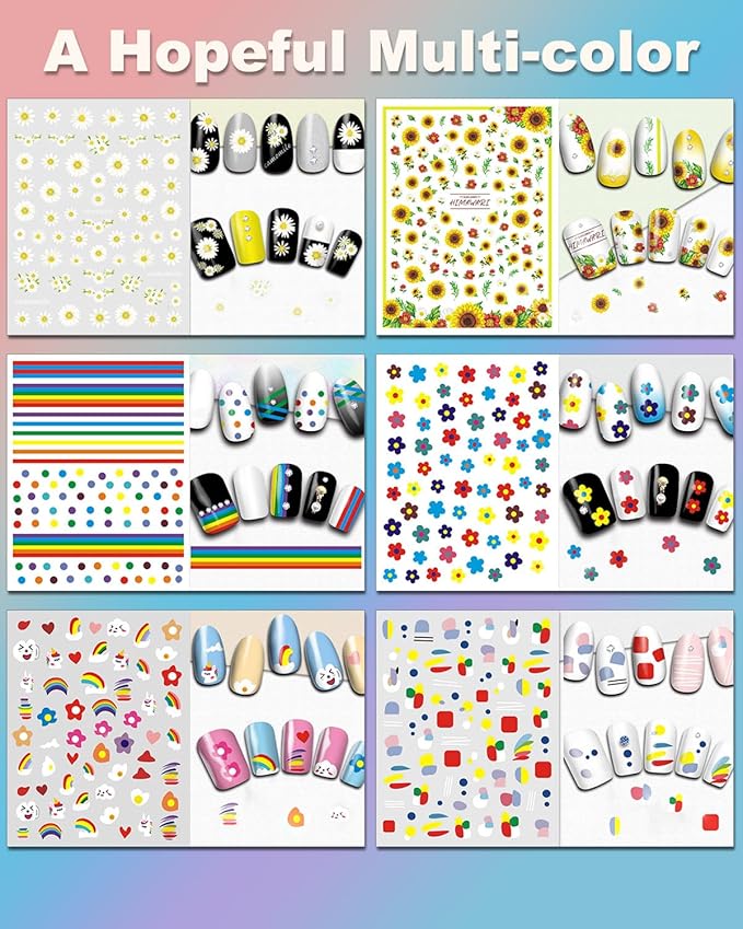 36 Sheets Varied Nail Art Stickers, All Holiday Variety Pack Seasonal Nail Decals, Self-Adhesive Pegatinas Uñas Colorful Design for Flowers Butterflies Luminous Star Halloween Christmas