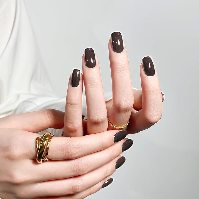 MEGIOR Dark Brown Gel Nail Polish 0.5 Fl Oz Brown Soak Off UV LED Lamp Light Cure Gel Polish Kit for Salon and Nail Art Starter Manicure DIY at Home
