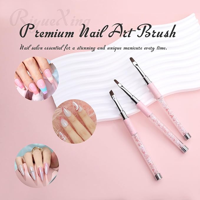 3PCS Nail Art Clean Up Brushes -Round/Angled Nail Brushes for Cleaning Polish Mistakes on the Cuticles, Brushes for Nail Art and Designs Painting DIY