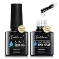 Gelike EC UV 6 in 1 Gel Nail Glue and Top Coat Kit No Wipe for Press-On Nails Gel-X Extensions Builder Gel Blooming No Pop-Off Low Odor Hema-Free Acrylic False Tips DIY at Home & Salon Art