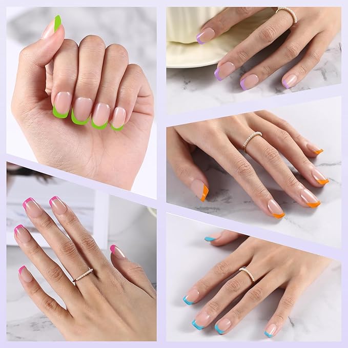 Brighter French Tip Press on Nails, 150pcs Square Extra Short Gel Nail Tips 15Sizes, Pre-lasting No Need to File Soft Acrylic Fake Nail Tips, False Nail Tips Extension for Women Nails