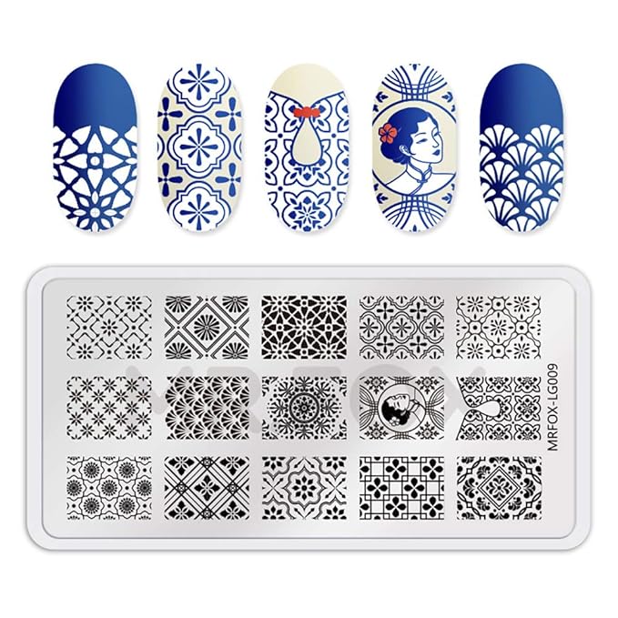 MR.FOX Nail Board Set - Chinese, Republic, Ancient Style Wedding Theme Pattern - Bubble Republic Style Art DIY Hot Stamping Template