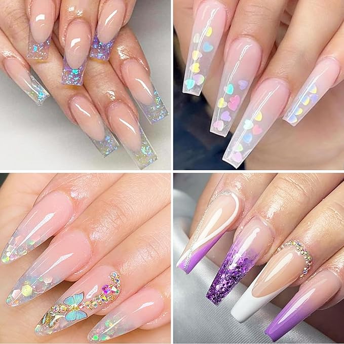Poly Gel Nail Forms Set 288Pcs Polygel Nail Tips Silicone Sticker Dual Forms for Builder Gel Reusable Stiletto Coffin French Acrylic Nail Extension Molds with Accessories