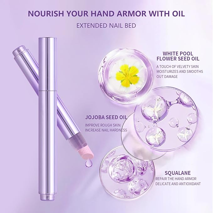 Ceramic Cuticle Oil Pusher Pen: 3-in-1 Nail Cuticle Remover Oil Pen With Tools - Nail Care Oil Cuticle Pusher with Ceramic Tip for Hangnails & Dry & Damaged Nail