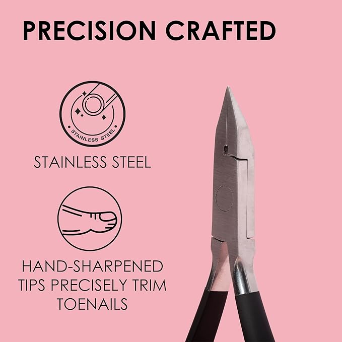 JAPONESQUE Soft Touch Toenail Clipper & Cuticle Pusher Manicure Set for Salon Quality Results, Anti-Slip Grip, Stainless Steel