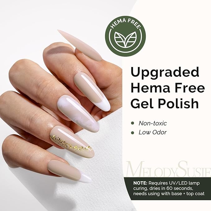 MelodySusie Hema Free Gel Nail Polish, 0.5 Fl Oz Thick Beige Nude Pink Gel Polish, Non-Toxic, Long Lasting, Soak Off UV Nail Polish, Manicure Nail Design Salon DIY Nail Art at Home K0589