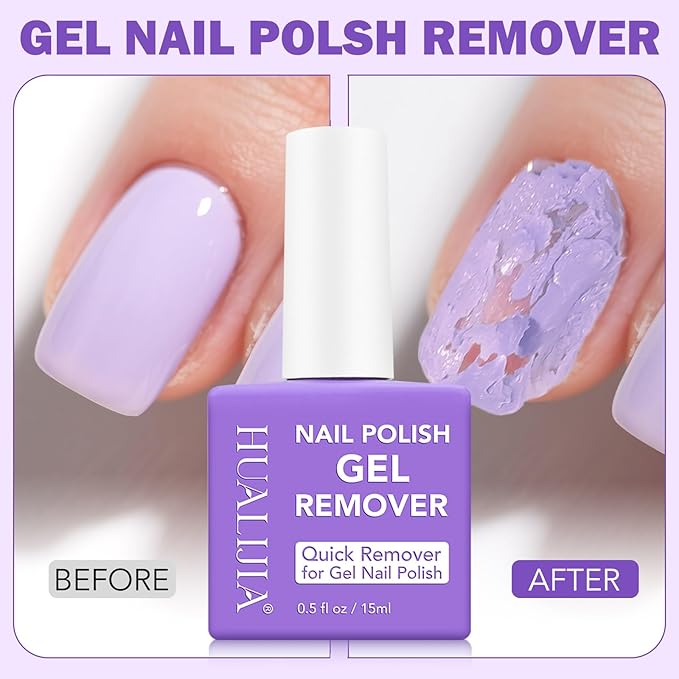 2 Pack Gel Nail Polish Remover Kit, Gel Polish Remover for Nails - Quickily and Easily Removes Gel Nail Polish at Home in 2-5 Mins - No Need for Foil, Soaking or Wrapping,15ml
