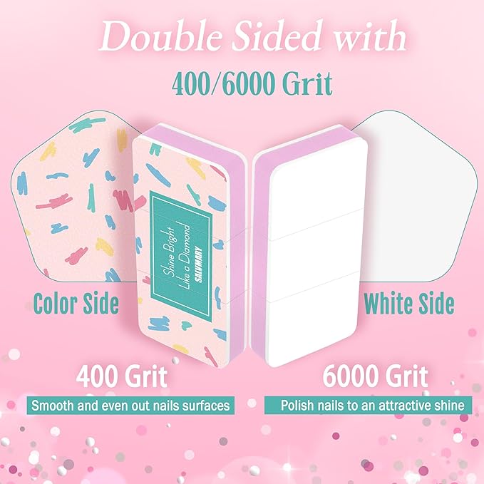Nail Shiny Buffer Block Gifts for Women - Pink Nail Shine Buffing Blocks Files with 2 Way Smoother & Polisher for Natural Nails, Nail Care Gift Set Party Favors