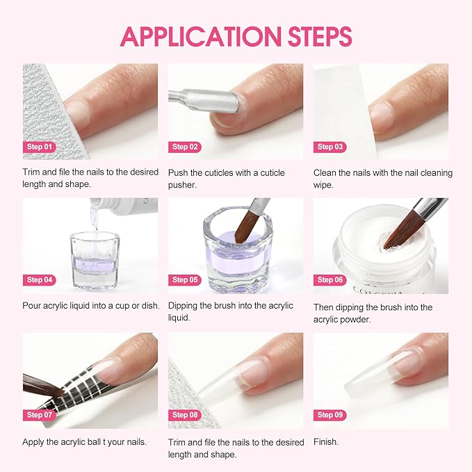 COSCELIA Acrylic Nail Kit with Everything, Professional Acrylic Powder Glitter Decoration Powder Extension Nails Art Kit Rhinestones Manicure