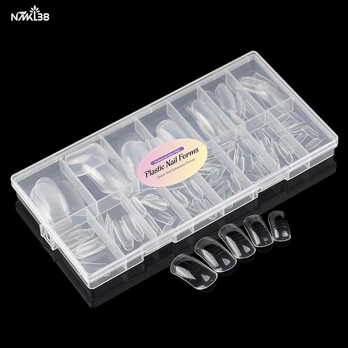 NMKL38 150PCS Dual Nail Forms 12 Sizes Extension Poly Nail Gel Full Cover Nail Molds With Scale Nail Art Design for Salon DIY at Home