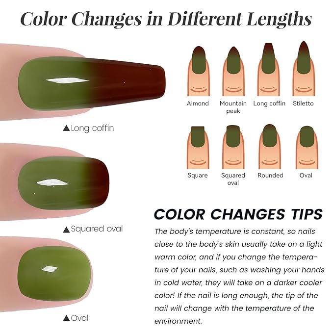 YTD Likomey Color Changing Gel Nail Polish,15ml Translucent Green To Brown Mood Temperature Change Colors Ombre Thermal Salon Home Fall Winter Manicure UV Varnish,WB07