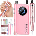 SAVILAND Professional Nail Drill : 40000RPM Rechargeable Pink Nail Drill Kit Electric Filer with 6000mAh Battery for Shaping, Removing & Polishing Acrylic Nails Home Salon Manicure Pedicure Ideal Gift