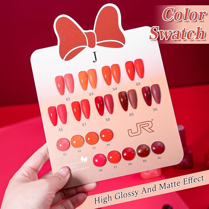 JR 9pcs 15ml Deep Red Burgundy Gel Polish Set Crimson Soak Off Polish Dark Cherry Gel Polish Colors For Nail Salon Gift Red
