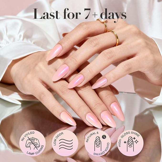 AZUREBEAUTY Nail Polish,Nude Pink Shimmer Quick Dry Complete Natural Super Lustrous,Professional for DIY Manicure and Pedicure at Home