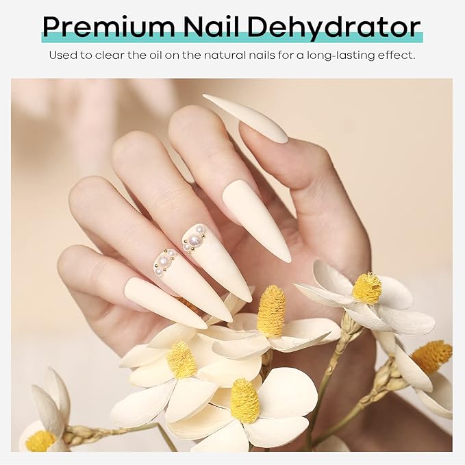 modelones Nail Dehydrator, 15 ml Acid Free Nail Prep Dehydrator for Acrylic Nails and Gel Nail Polish, Hema-Free Primer Bonder (Pack of 2)