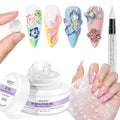 MIZHSE Clear 3D Nail Sculpting Gel, Solid Molding Gel with 4pcs Flower Nail Art Stickers for Nail Art Designs Salon DIY Use