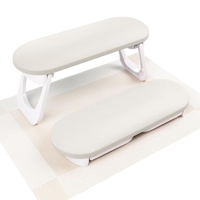 Nail Arm Rest, Professional Foldable PU Leather Nail Hand Rest with PVC Table Mat for Acrylic Nails, Soft Nail Hand Pillow Non-slip for Manicure Salon Use (higher-Coffee)
