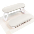 Nail Arm Rest, Professional Foldable PU Leather Nail Hand Rest with PVC Table Mat for Acrylic Nails, Soft Nail Hand Pillow Non-slip for Manicure Salon Use (higher-Coffee)