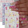 3 Sheets Spring Flower Nail Stickers White Pink Peach Blossoms Nail Art Stickers Colorful Embossed Daisy Nail Decals 3D Self-Adhesive Cute Flowers Nail Art Decals for Women Nail Designs