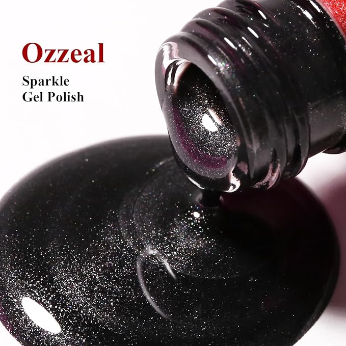 Pearl Gel Polish, 0.5 Fl Oz Black Glitter Pearl Gel Nail Polish Sparkle Shimmer Fall Winter for Art DIY Manicure Soak off LED UV