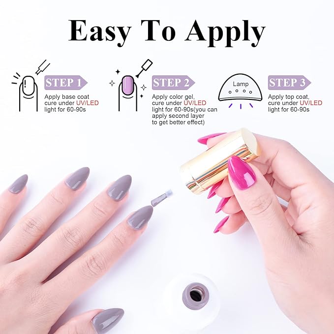Imtiti Gel Nail Polish, Grape Purple Nude, 0.5 Fl Oz, DIY Nail Art Starter Kit for Women Girls