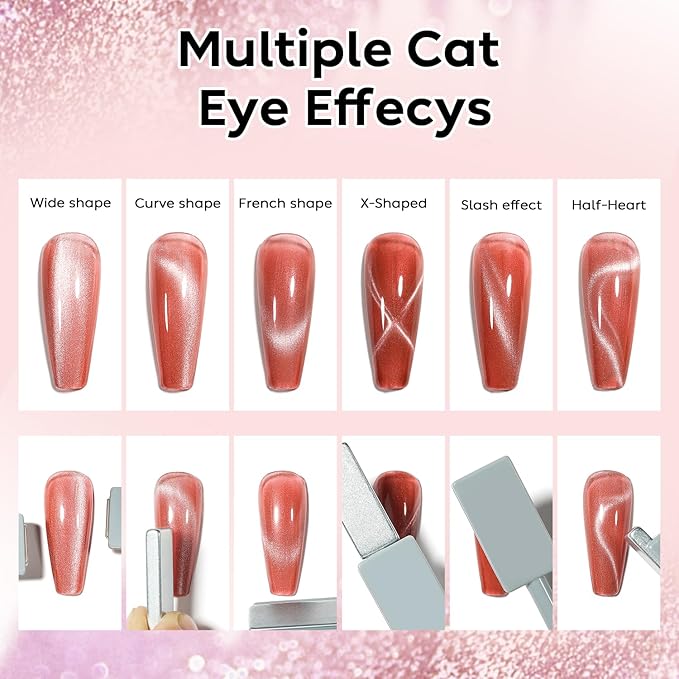 Nicedeco Hema Free Cruelty Free Vegan Gel Nail Polish 6 Colors Cat Eye Gel Polish Soak Off LED U V Gel for Nail Art Manicure Salon DIY