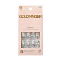 GoldFinger 24 Pcs Press On Nails,Medium Oval Fake Nails, Black White Swirl Gel Stick On Extensions, Reusable Full Cover False Nail Kit with Glue, Manicure Stick & File, 7 Day Long Lasting Wear