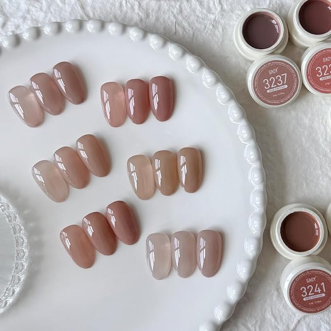 GAOY Natural Jelly Gel Nail Polish Set, 6 Colors Sheer Pink UV Gel Polish, for Salon Manicure & Nail Art DIY at Home, Nude Symphony