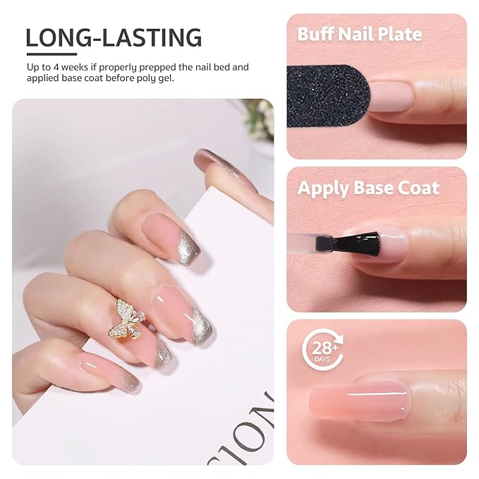 GAOY Poly Gel, 60g Nail Extension Gel, Light Pink Builder Enhancement for Beginner & Professional Nail Art Salon DIY at Home