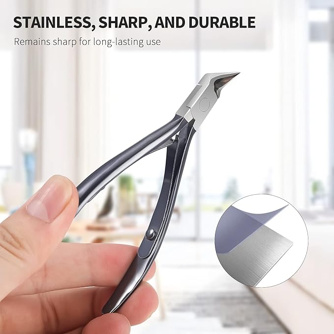 FERYES Toenail Clipper Straight Blade for Ingrown and Thick Nails - Stainless Steel and Sharp Pointed Tip Ingrown Nail Clipper – Wide Jaw Toe Nail Cutter Podiatry Tool Dark Gray