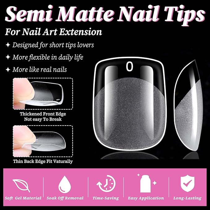 300pc Extra Short Square Gel Nail Tips Clear Fake Nail, XS Clear Press on Nails Short Square Soft Gel Nail Tips Acrylic Nails Full Cover False Nail Artificial Fingernail for Acrylic Nail Extension