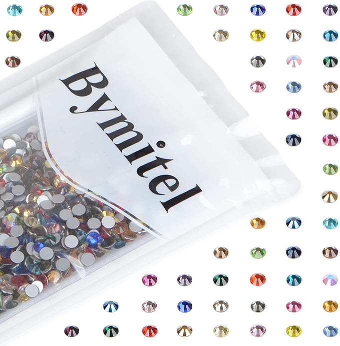 2880PCS Art Nail Rhinestones Non Hotfix Glue Fix Round Crystals Glass Flatback for DIY Jewelry Making with one Picking Pen (ss5 2880pcs, Mix)