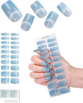 Semi Cured Gel Nail Strips - 20pcs Glaze Gel Stickers, Salon Quality DIY Wraps, Easy to Apply, UV Light Required